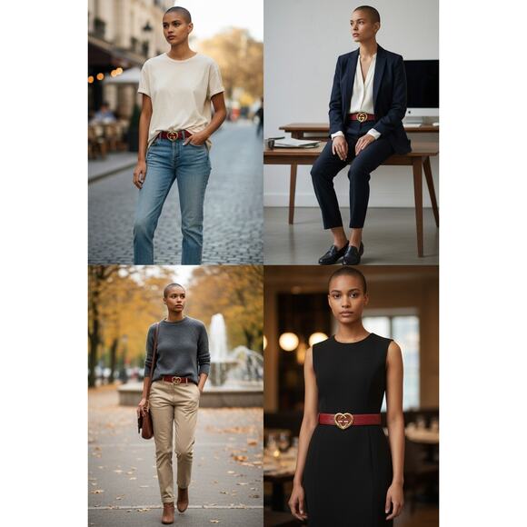 Gucci Red Guccissima Leather Heart Buckle Size 80cm/32 in - Picture 2 of 9